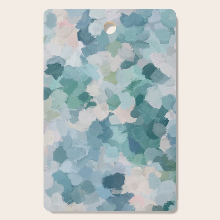 Flowers in the Wind II - Mint Green Sky Blue Teal Blush Pink Abstract Nature Nature Painting Art Cutting Board Gallery Image 1