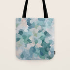 Flowers in the Wind II - Mint Green Sky Blue Teal Blush Pink Abstract Nature Nature Painting Art Tote Bag Gallery Image 1