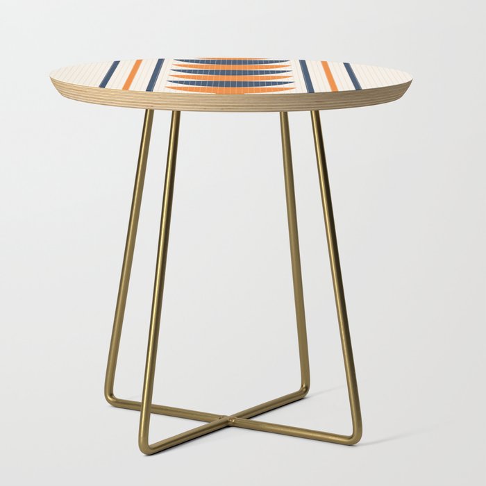 Abstract Shapes 76 in Orange and Navy Blue (Moon Phase Geometric Abstraction) Side Table Gallery Image 1