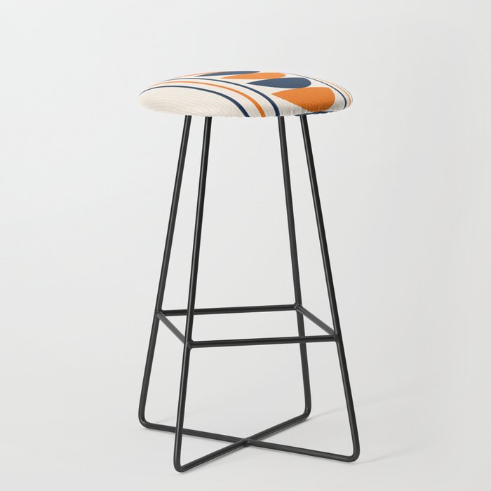Abstract Shapes 76 in Orange and Navy Blue (Moon Phase Geometric Abstraction) Stool Gallery Image 1