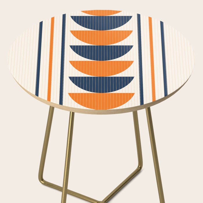 Abstract Shapes 76 in Orange and Navy Blue (Moon Phase Geometric Abstraction) Side Table Gallery Image 2