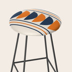 Abstract Shapes 76 in Orange and Navy Blue (Moon Phase Geometric Abstraction) Stool Gallery Image 2