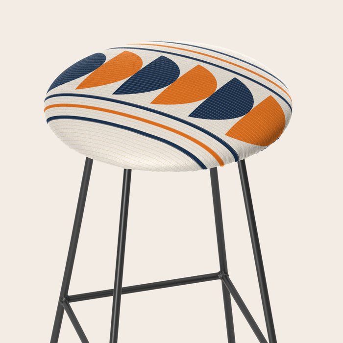 Abstract Shapes 76 in Orange and Navy Blue (Moon Phase Geometric Abstraction) Stool Gallery Image 2