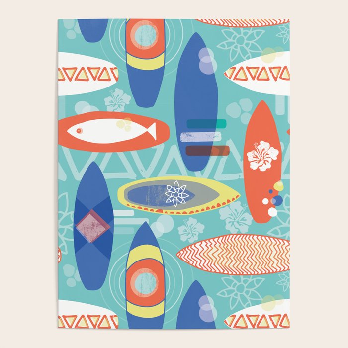Vintage Surfboards Pattern Poster Gallery Image 1