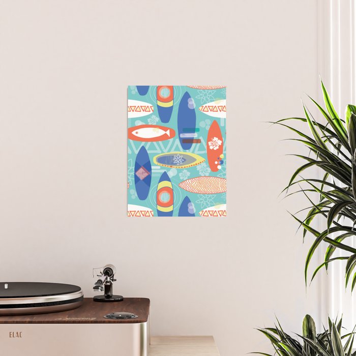 Vintage Surfboards Pattern Poster Gallery Image 2