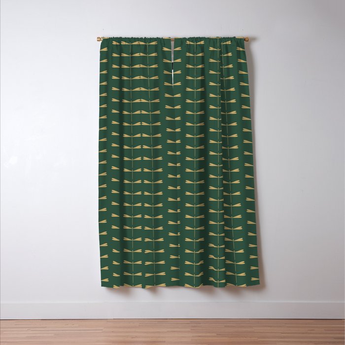 Dragonfly Pattern XVII Kelly Green Window Curtain Gallery Image 3