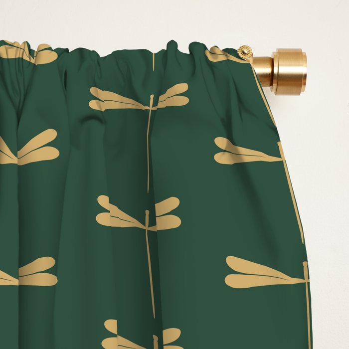 Dragonfly Pattern XVII Kelly Green Window Curtain Gallery Image 2