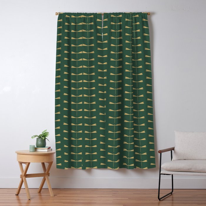 Dragonfly Pattern XVII Kelly Green Window Curtain Gallery Image 5