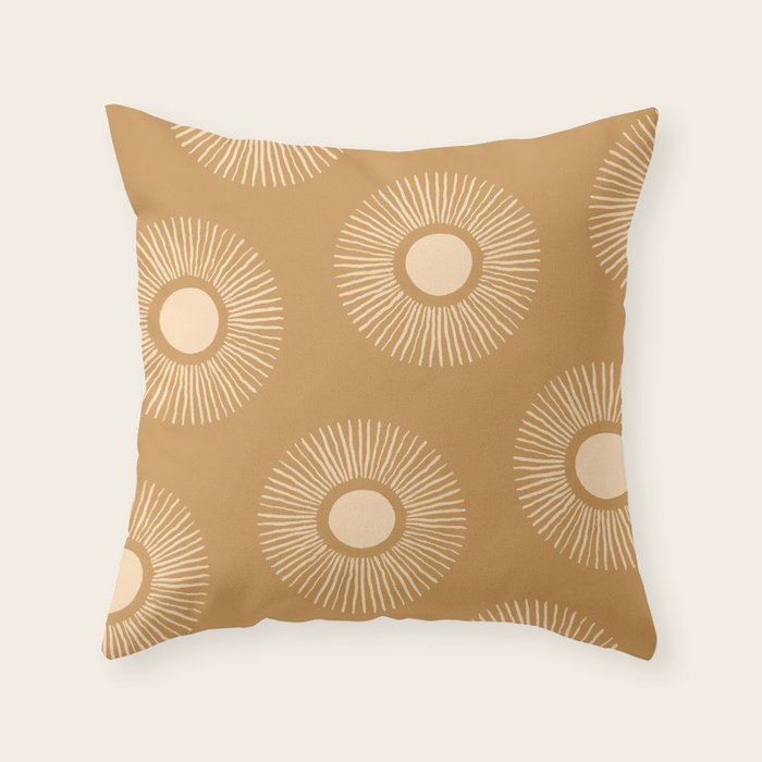 Sun Pattern - Amber Gold Throw Pillow Gallery Image 1