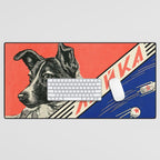 Laika, first space dog â Soviet vintage space poster [Sovietwave] Desk Mat Gallery Image 1