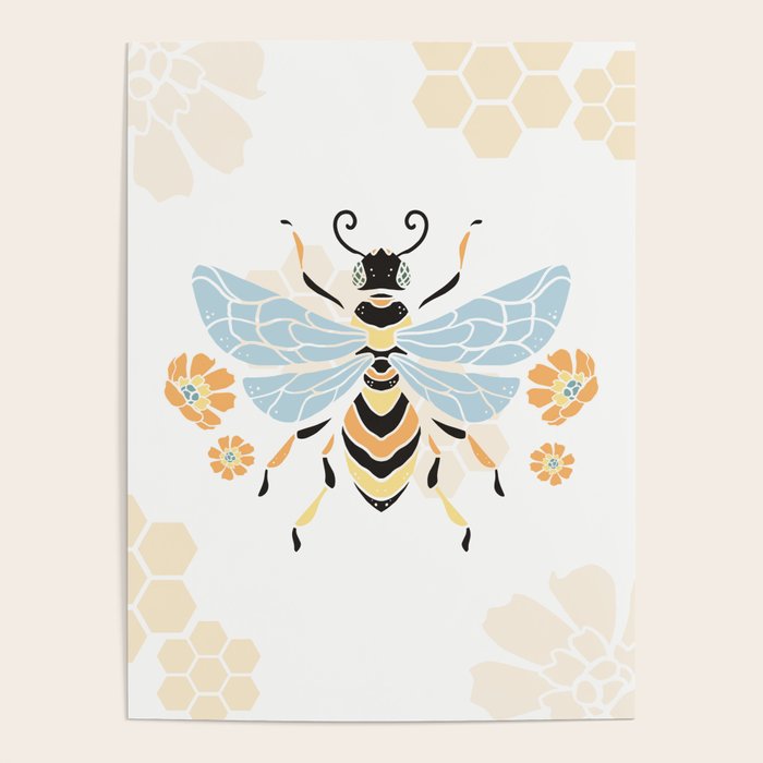 Honey Bee Abstract Pattern Poster Gallery Image 1