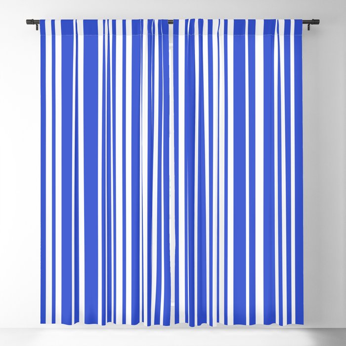  Classic Stripes XXXIV - Bright Blue Window Curtain Gallery Image 5