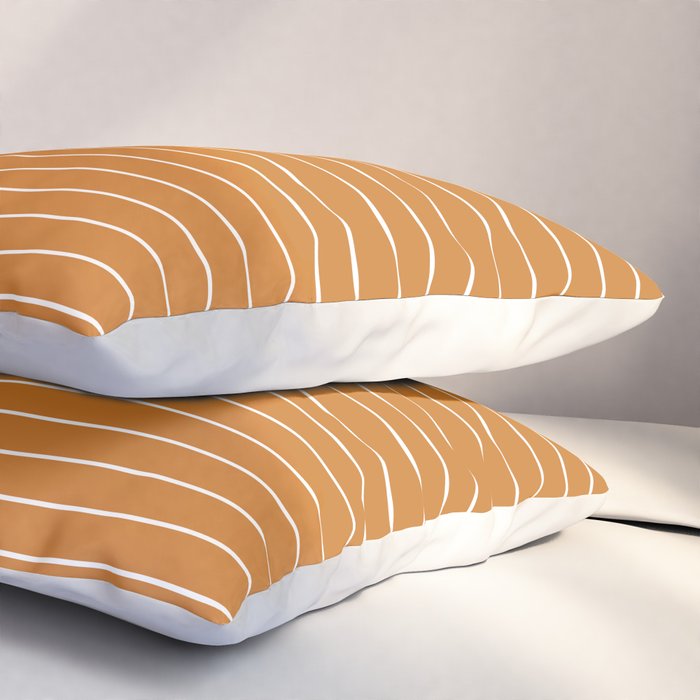 Minimal Arch XXII Bright 70s Orange Modern Geometric Lines Pillow Sham Gallery Image 3