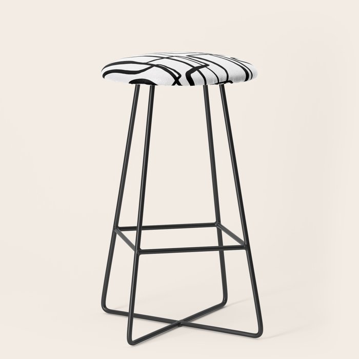Confusing Lines Black And White Abstract Art Stool Gallery Image 1