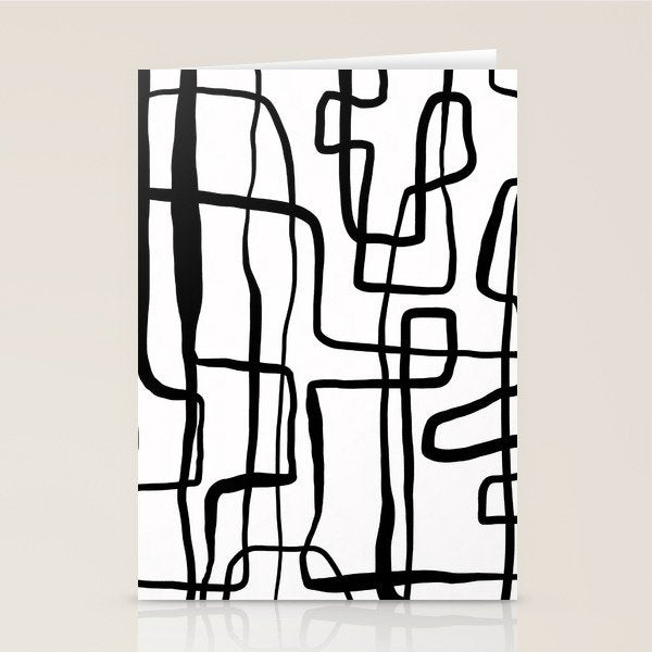 Confusing Lines Black And White Abstract Art Stationery Card Gallery Image 2