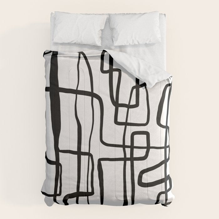 Confusing Lines Black And White Abstract Art Comforter Gallery Image 1