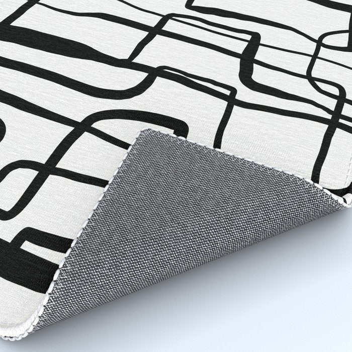 Confusing Lines Black And White Abstract Art Rug Gallery Image 4