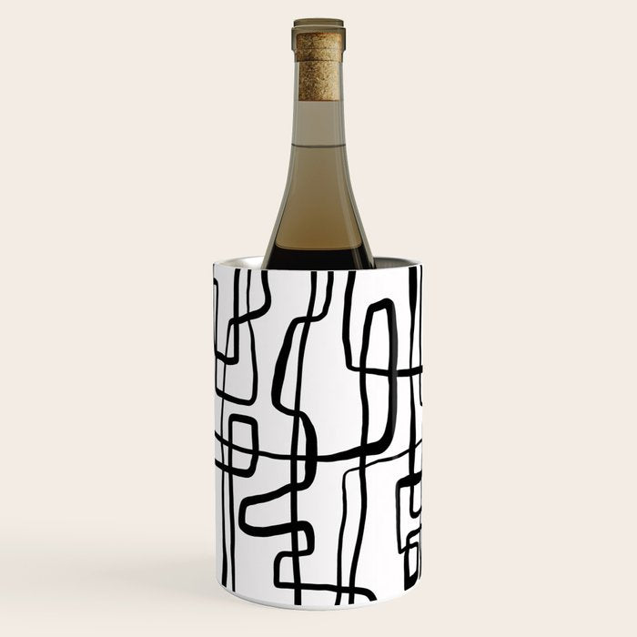 Confusing Lines Black And White Abstract Art Wine Chiller Gallery Image 3