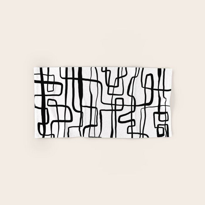 Confusing Lines Black And White Abstract Art Bath Towel Gallery Image 1