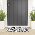 Confusing Lines Black And White Abstract Art Welcome Mat Gallery Image 3