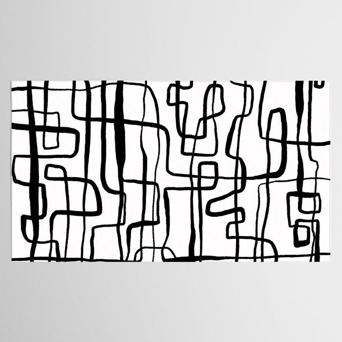 Confusing Lines Black And White Abstract Art Tablecloth Gallery Image 2