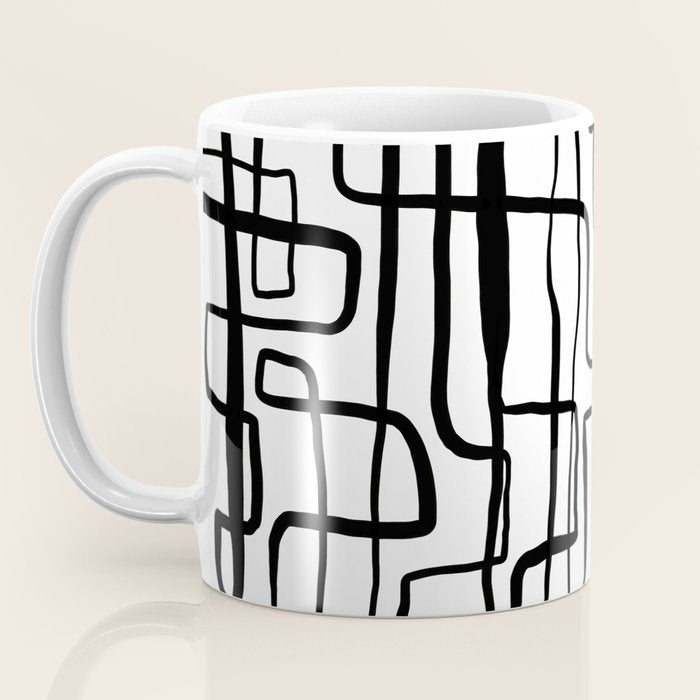 Confusing Lines Black And White Abstract Art Coffee Mug Gallery Image 3
