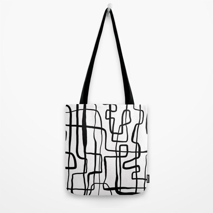 Confusing Lines Black And White Abstract Art Tote Bag Gallery Image 2