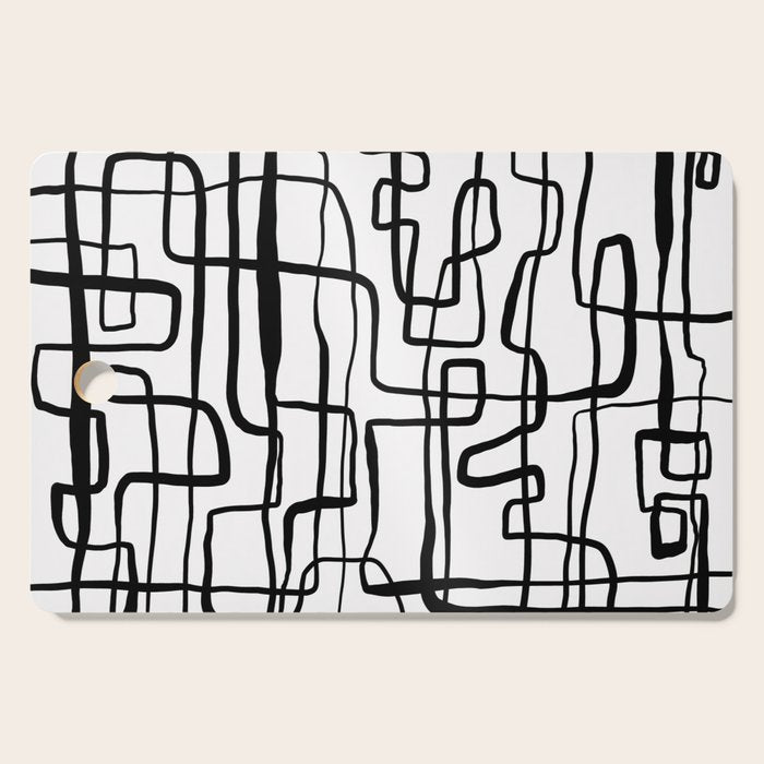 Confusing Lines Black And White Abstract Art Cutting Board Gallery Image 1