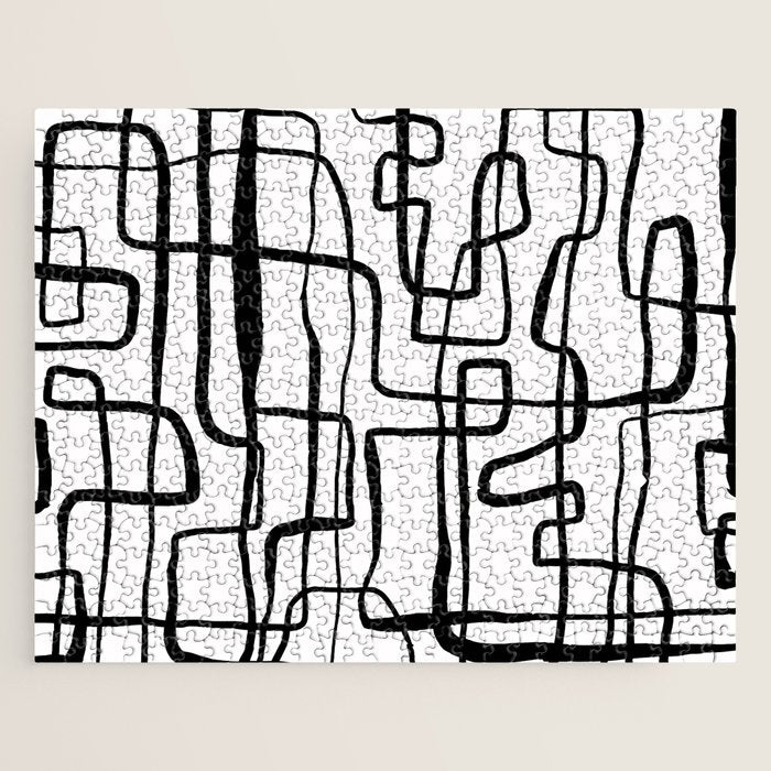 Confusing Lines Black And White Abstract Art Jigsaw Puzzle Gallery Image 1