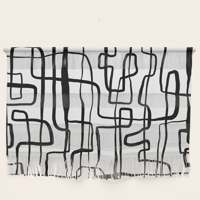 Confusing Lines Black And White Abstract Art Wall Hanging Gallery Image 1