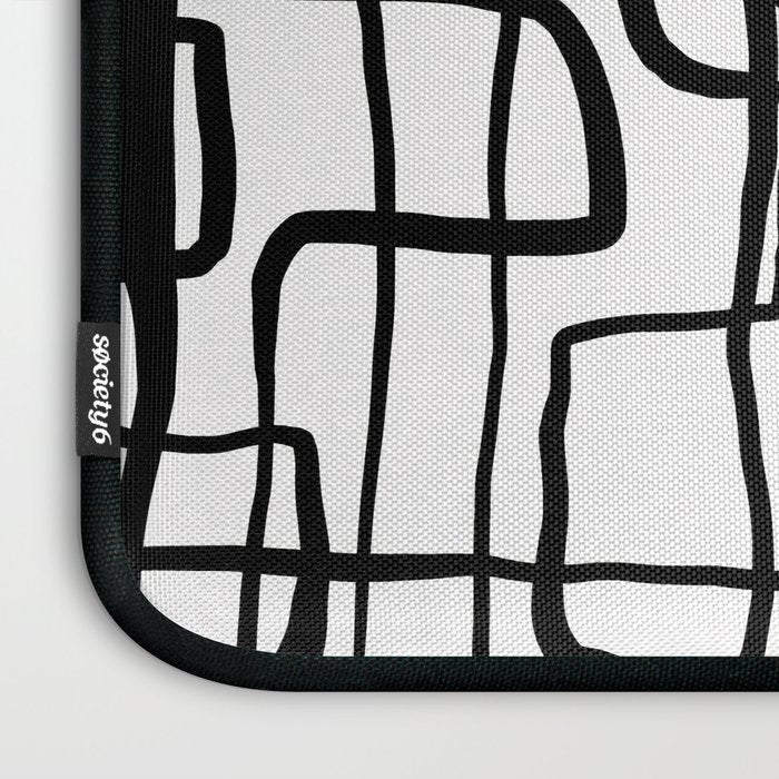 Confusing Lines Black And White Abstract Art Laptop Sleeve Gallery Image 3
