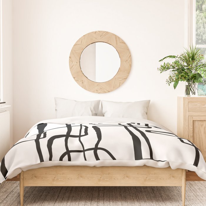 Confusing Lines Black And White Abstract Art Duvet Cover Gallery Image 3