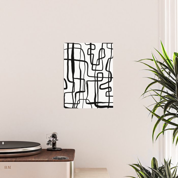Confusing Lines Black And White Abstract Art Poster Gallery Image 2