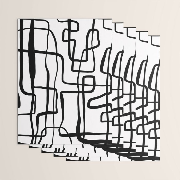 Confusing Lines Black And White Abstract Art Wrapping Paper Gallery Image 3