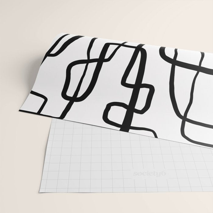 Confusing Lines Black And White Abstract Art Wrapping Paper Gallery Image 2