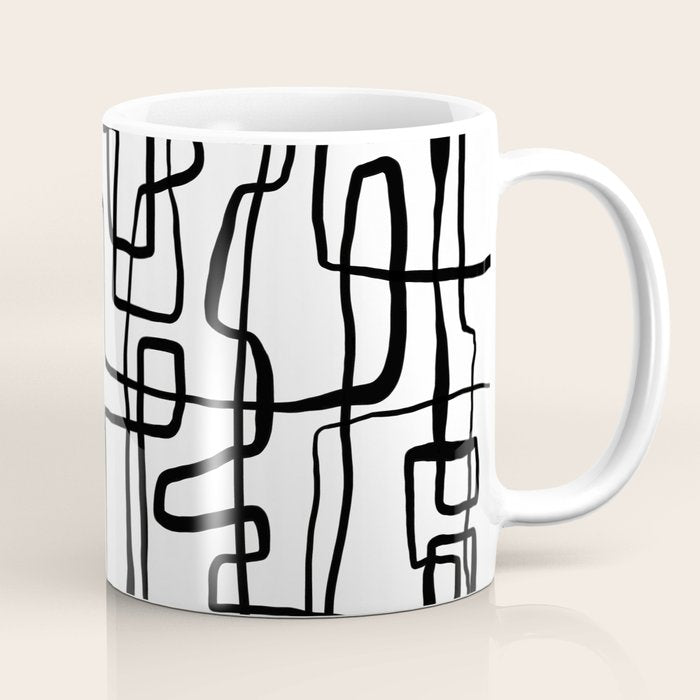 Confusing Lines Black And White Abstract Art Coffee Mug Gallery Image 1