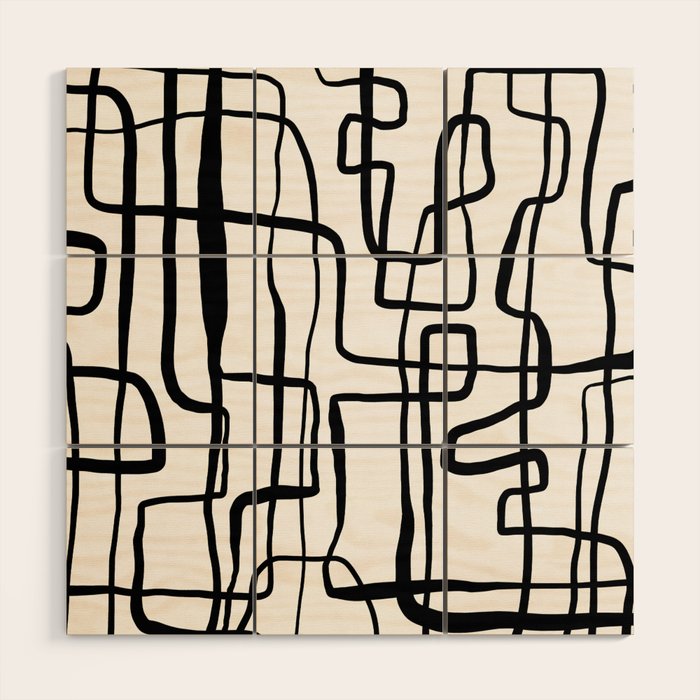 Confusing Lines Black And White Abstract Art Wood Wall Art Gallery Image 1
