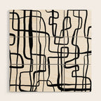 Confusing Lines Black And White Abstract Art Wood Wall Art Gallery Image 1