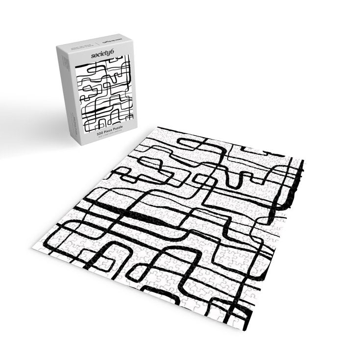 Confusing Lines Black And White Abstract Art Jigsaw Puzzle Gallery Image 2