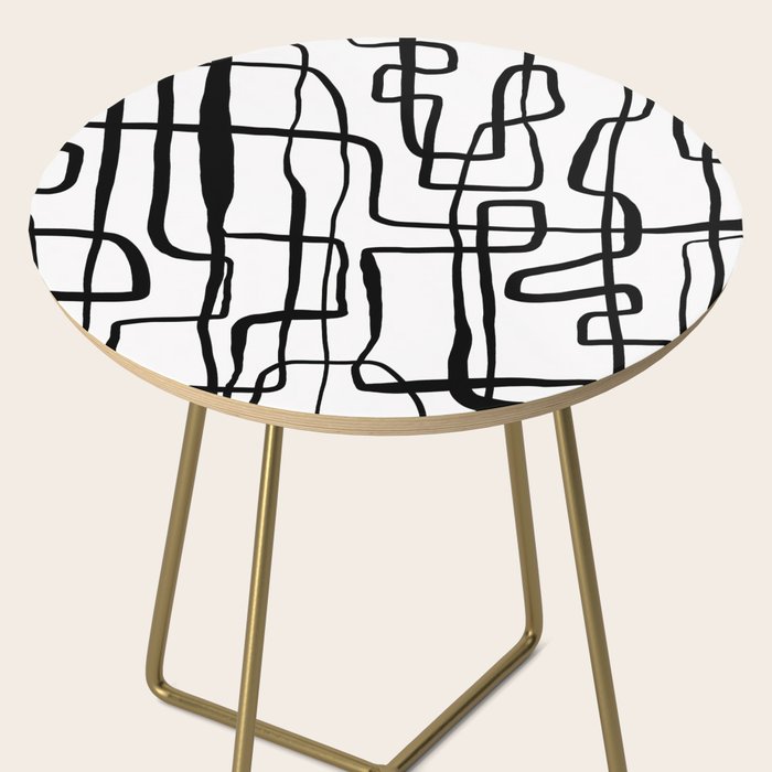 Confusing Lines Black And White Abstract Art Side Table Gallery Image 2