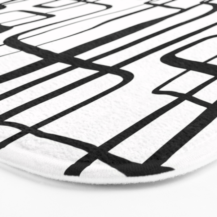 Confusing Lines Black And White Abstract Art Bath Mat Gallery Image 3