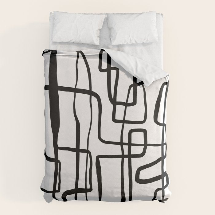 Confusing Lines Black And White Abstract Art Duvet Cover Gallery Image 6