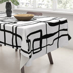 Confusing Lines Black And White Abstract Art Tablecloth Gallery Image 3