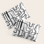 Confusing Lines Black And White Abstract Art Pillow Sham Gallery Image 3