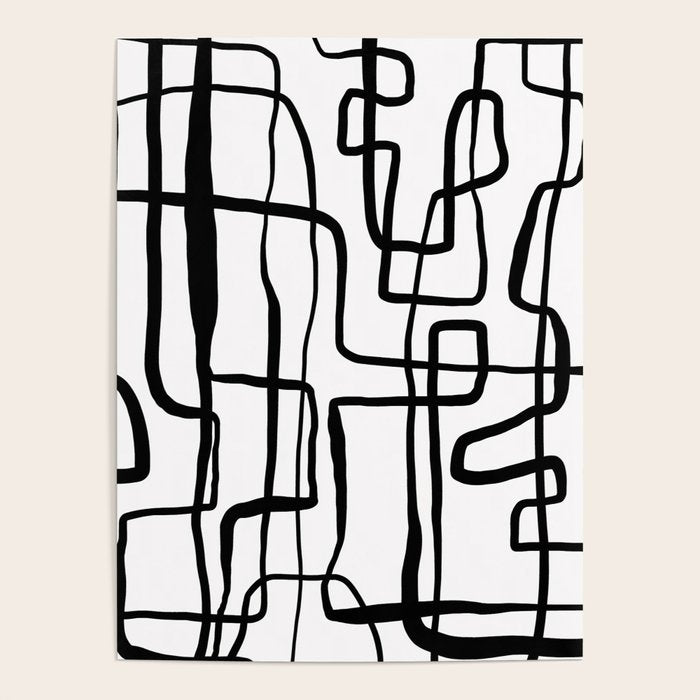 Confusing Lines Black And White Abstract Art Poster Gallery Image 4