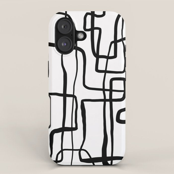Confusing Lines Black And White Abstract Art iPhone Case Gallery Image 1