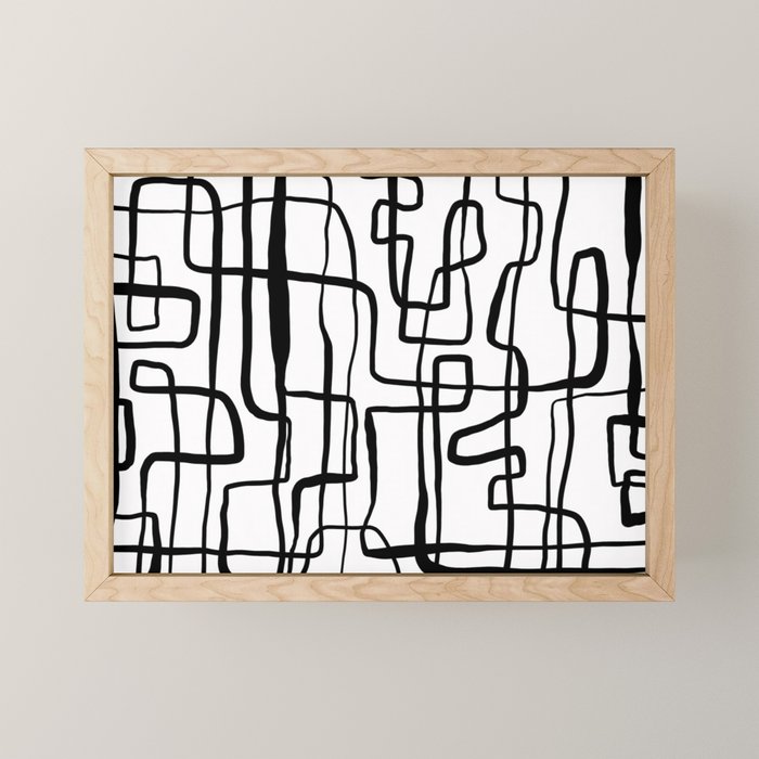 Confusing Lines Black And White Abstract Art Mini Art Print Gallery Image 1