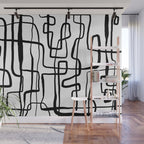 Confusing Lines Black And White Abstract Art Wall Mural Gallery Image 1