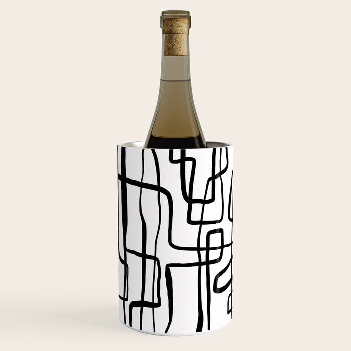 Confusing Lines Black And White Abstract Art Wine Chiller Gallery Image 1
