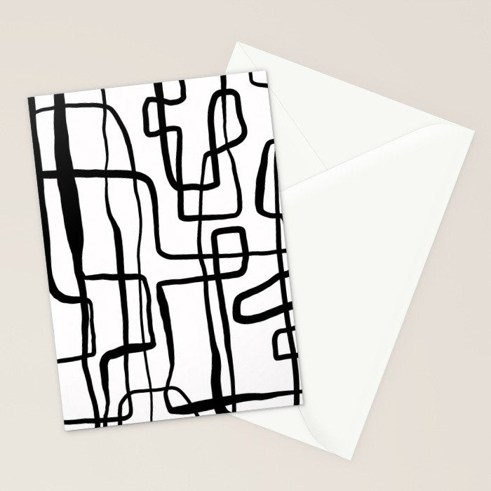 Confusing Lines Black And White Abstract Art Stationery Card Gallery Image 2